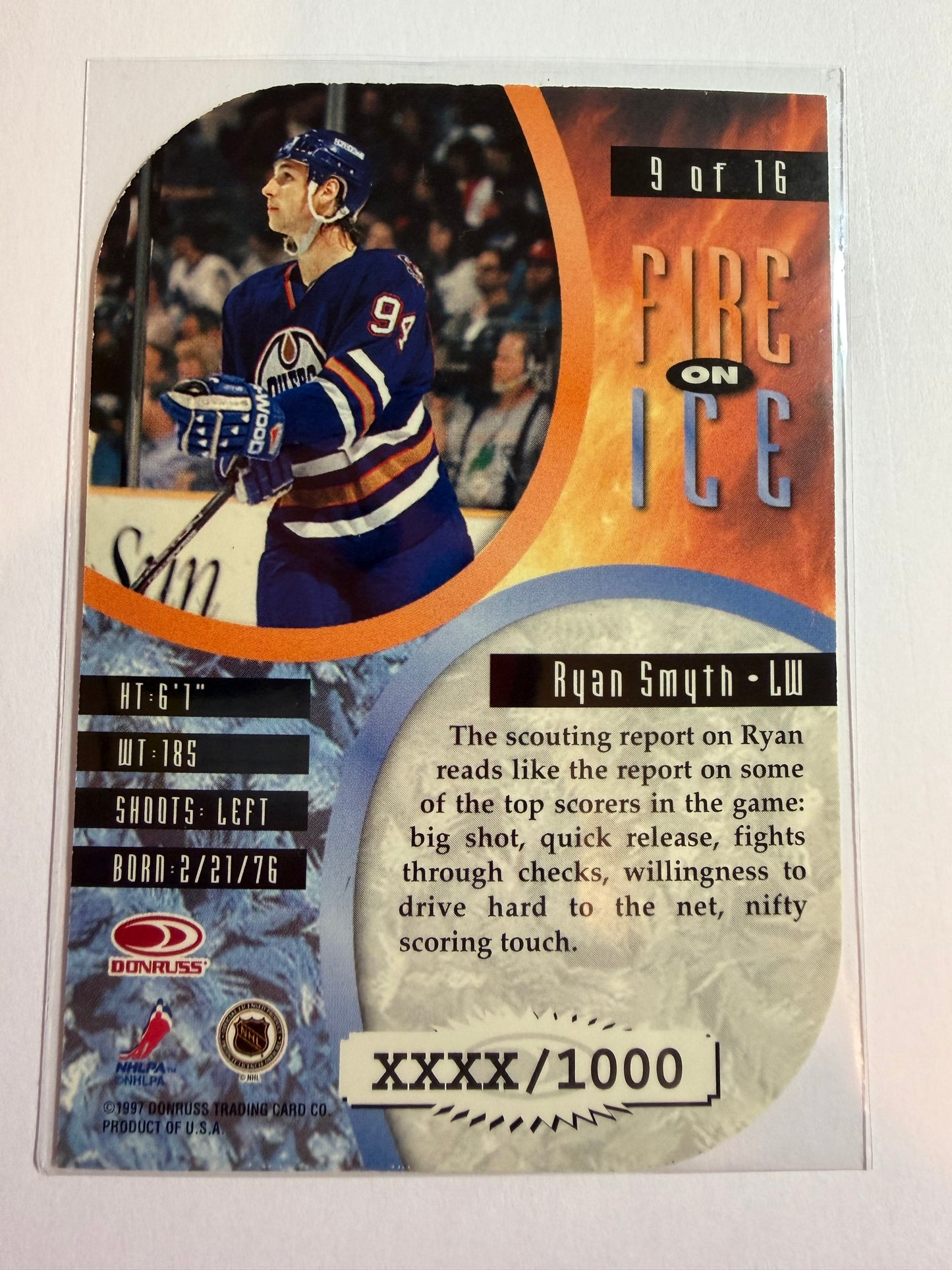 RYAN SMYTH - 1997 Donruss Leaf Fire on Ice Die Cut #9, xxxx/1000