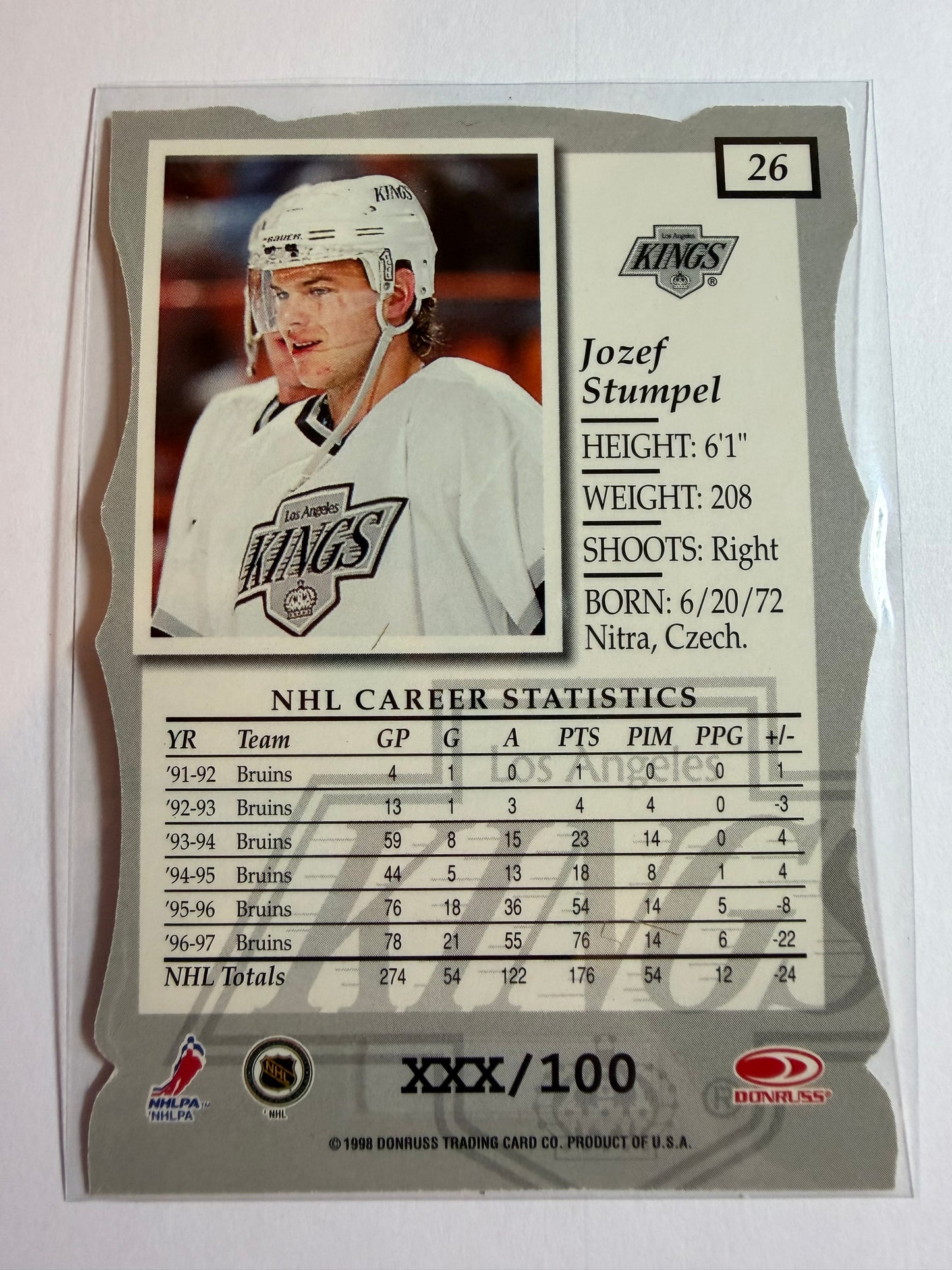 JOZEF STUMPEL - 1997 Donruss Elite Status Die Cut #26, xxx/100