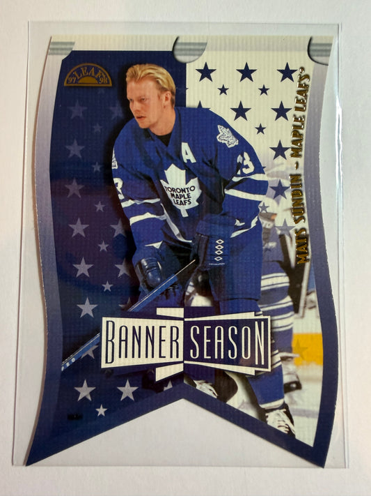 MATS SUNDIN - 1997 Donruss Leaf Banner Season Die Cut #19, xxxx/3500