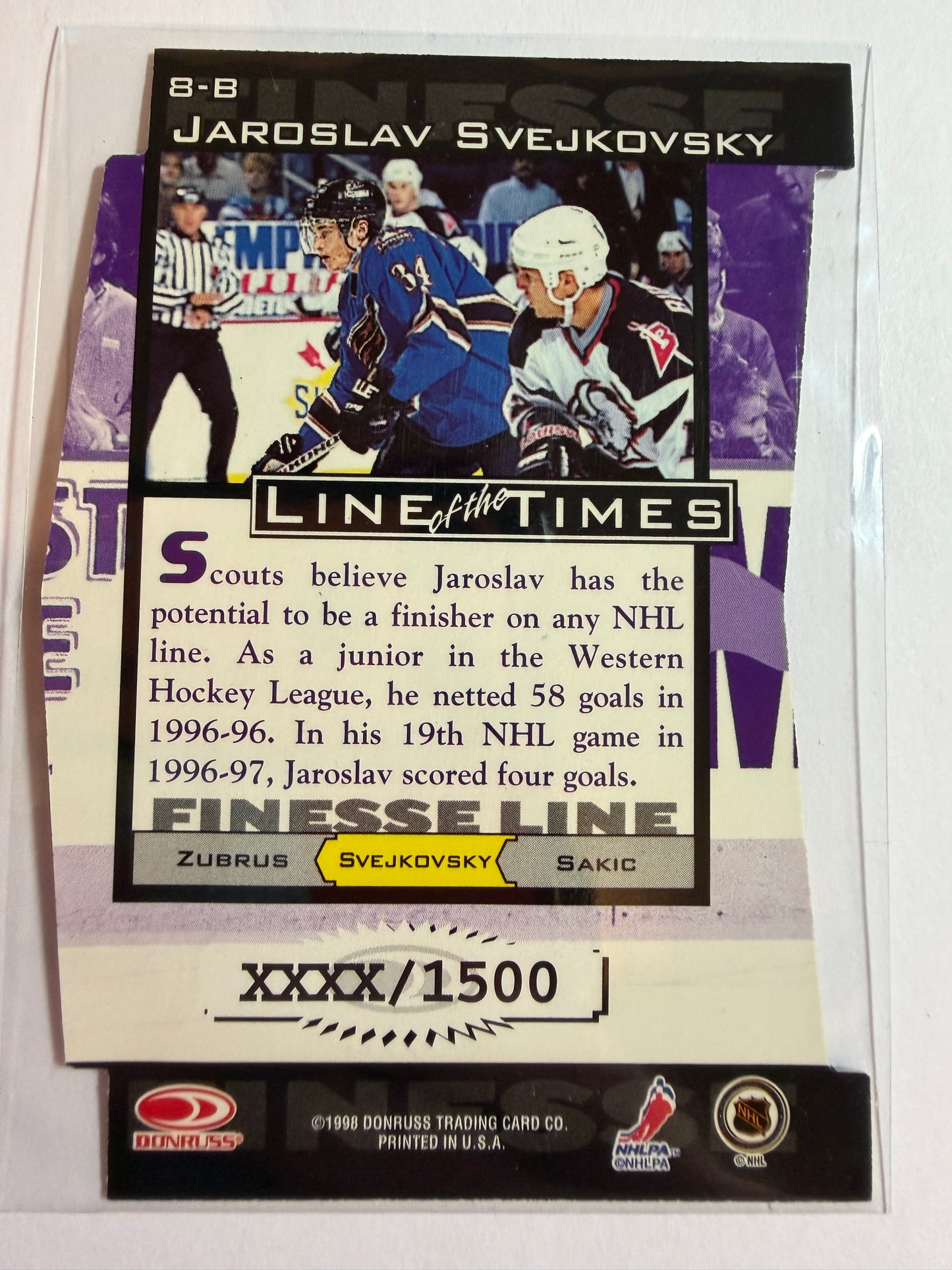 JAROSLAV SVEJKOVSKY - 1997 Donruss Preferred Line of the Times Die Cut #8-B, xxxx/1500