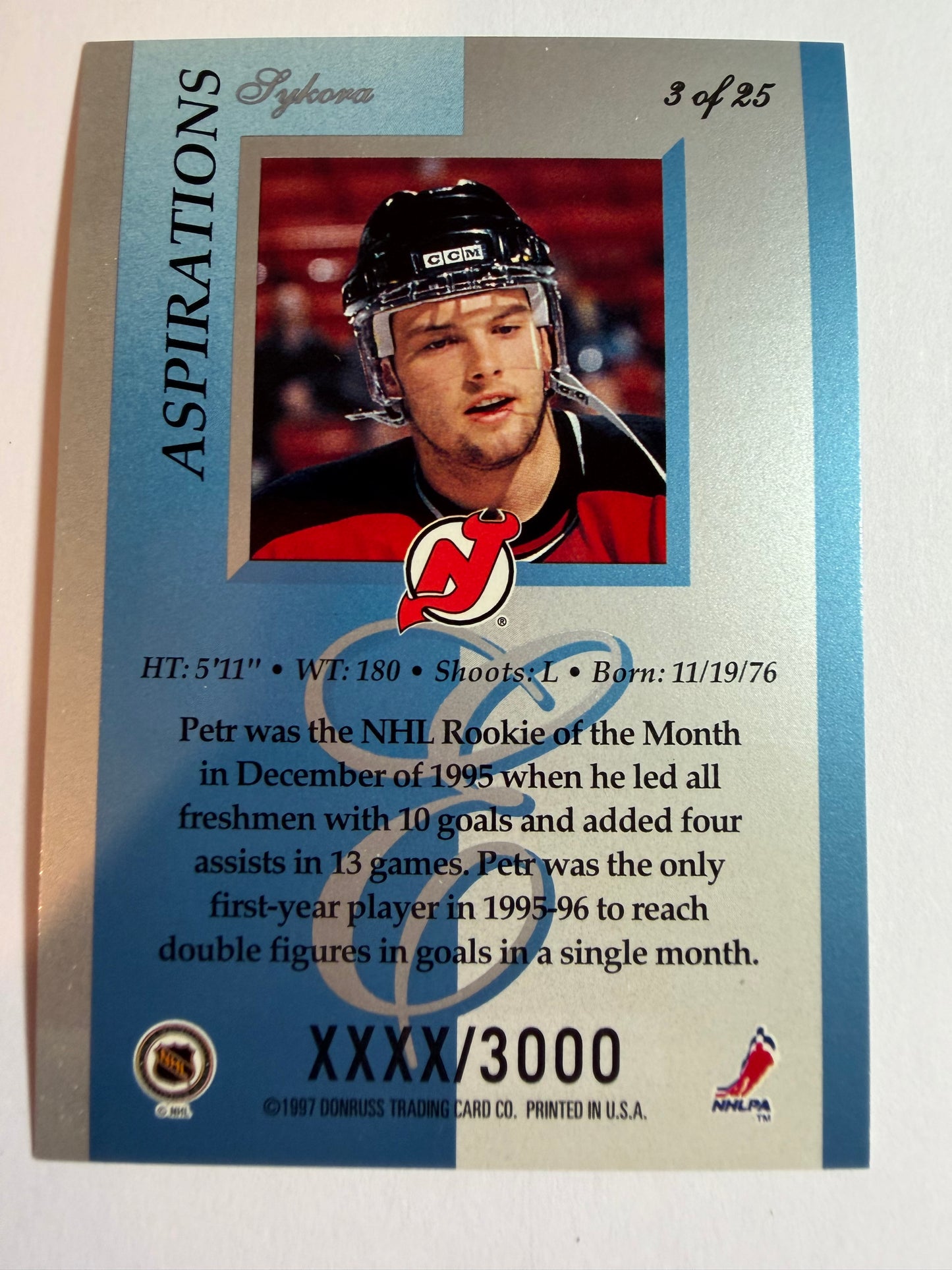 PETR SYKORA - 1996 Donruss Elite Aspirations #3, xxxx/3000