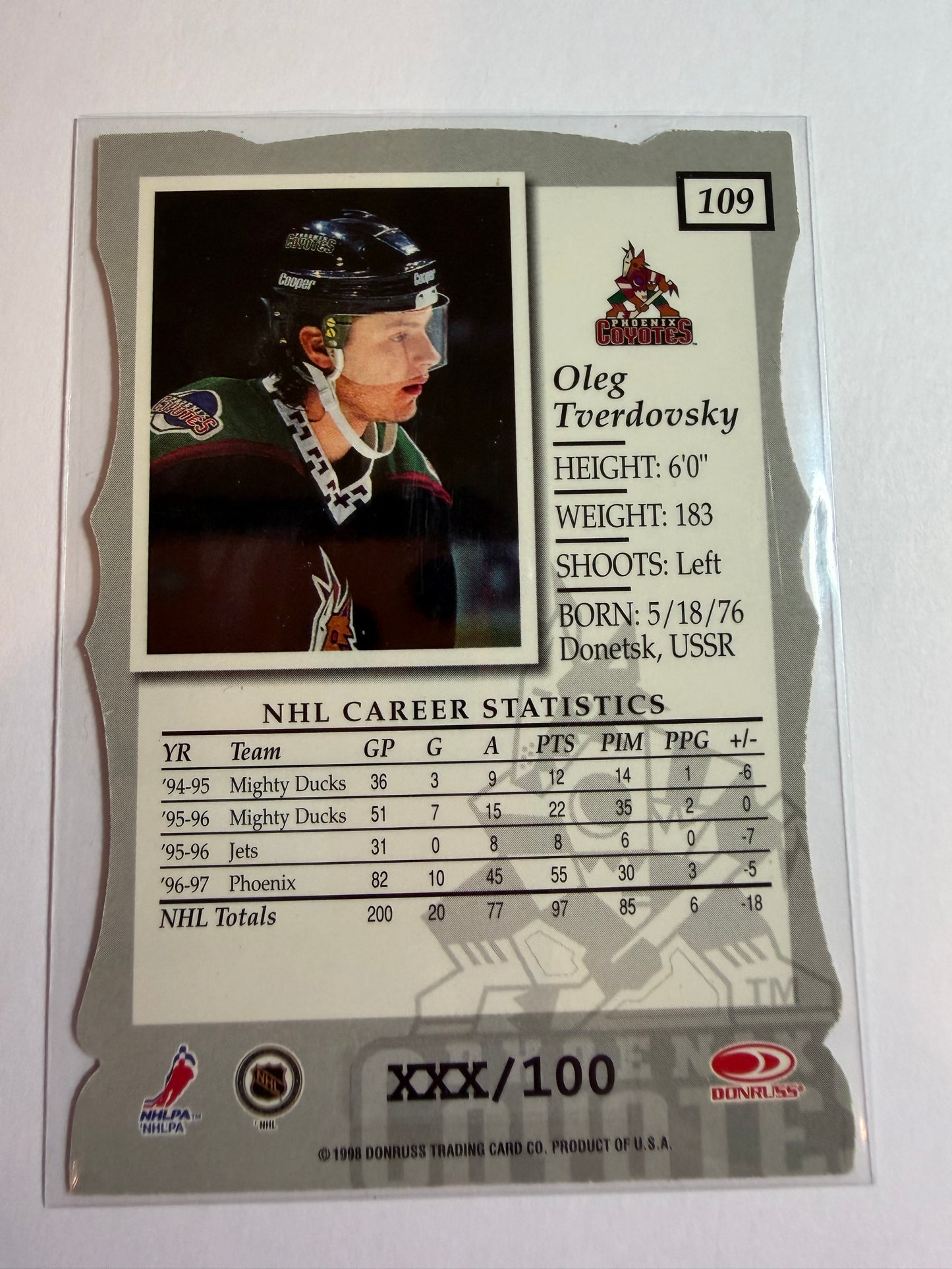 OLEG TVERDOVSKY - 1997 Donruss Elite Status Die Cut #109, xxx/100