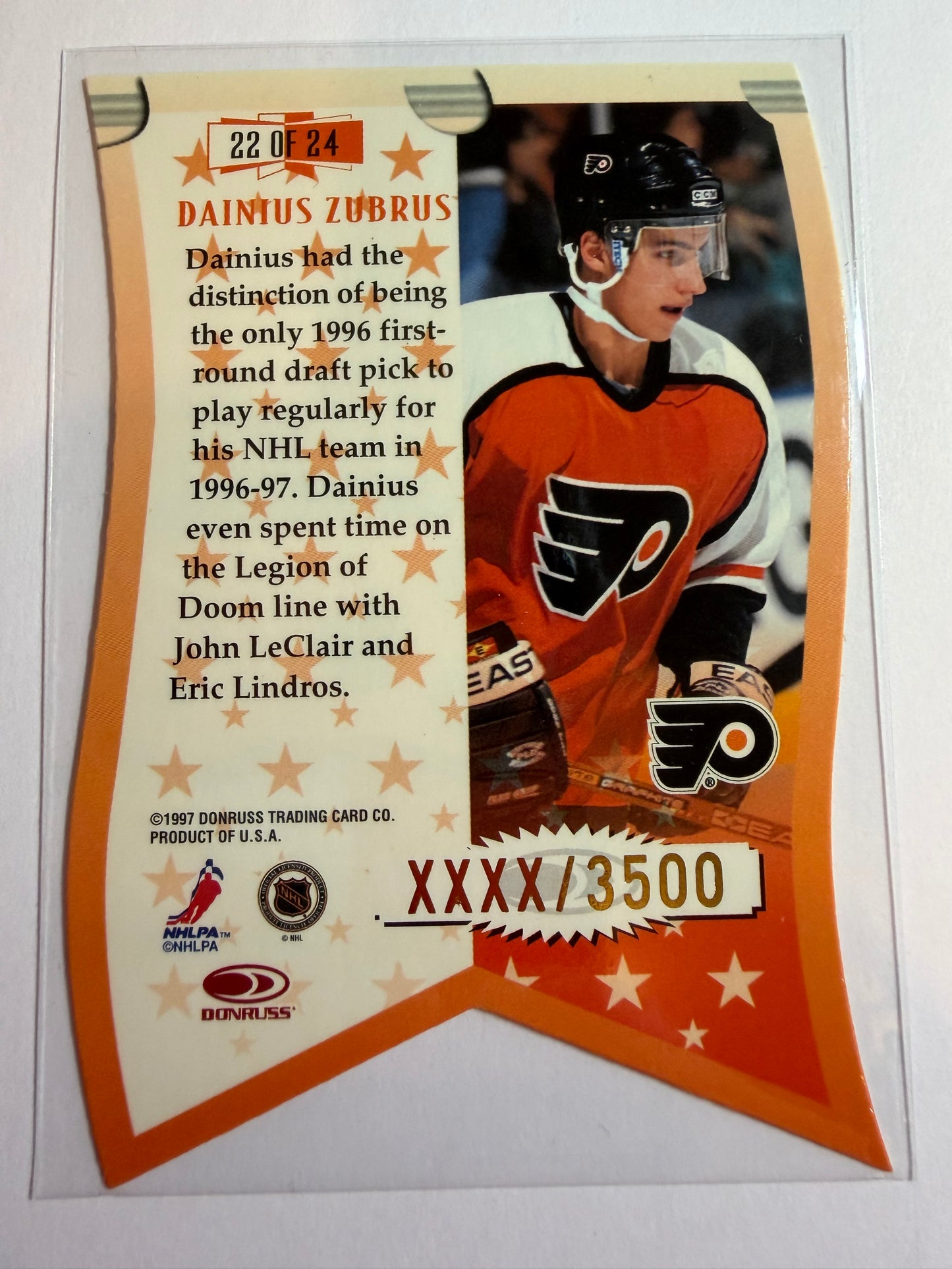 DAINIUS ZUBRUS - 1997 Donruss Leaf Banner Season Die Cut #22, xxxx/3500