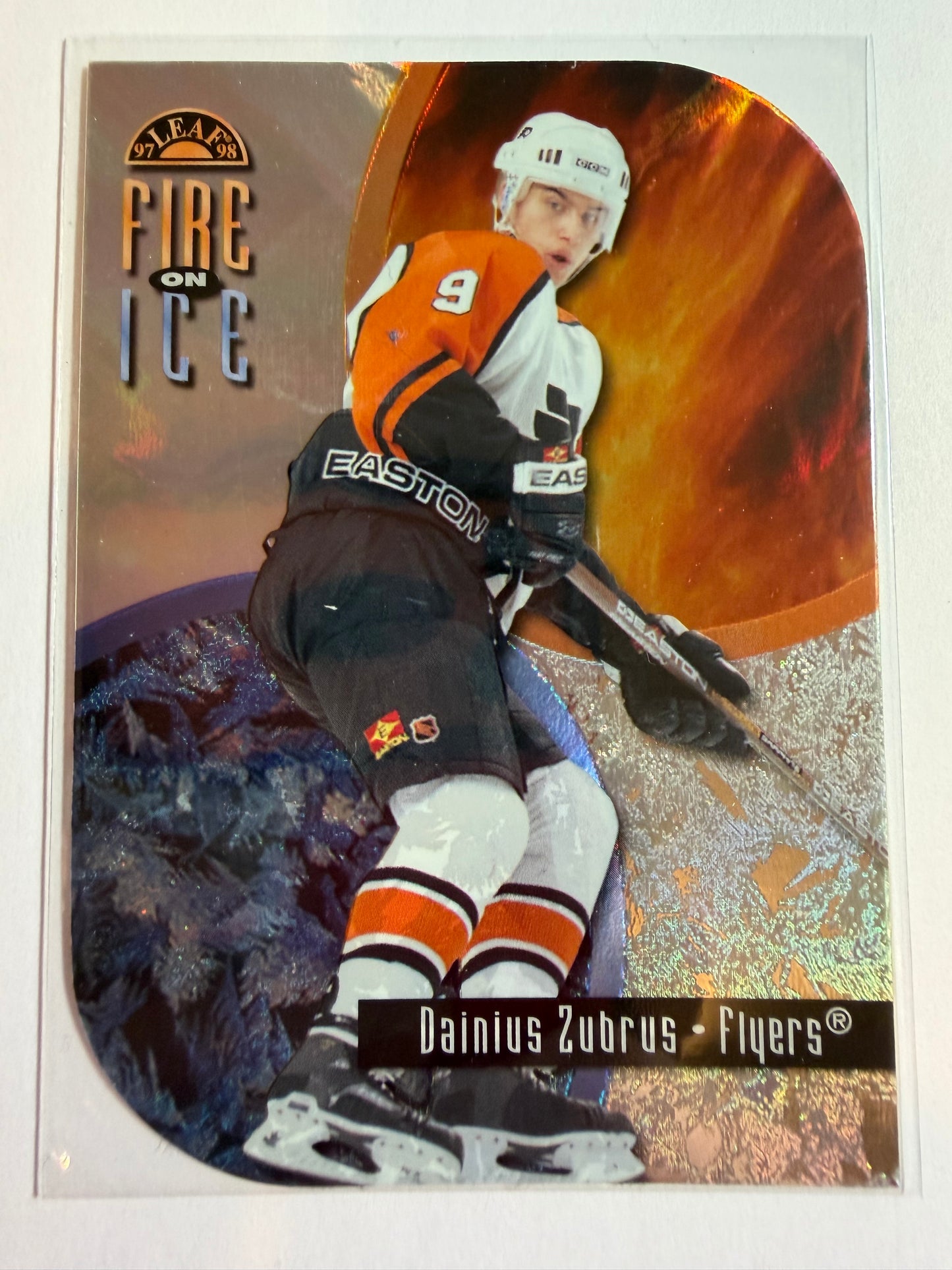 DAINIUS ZUBRUS - 1997 Donruss Leaf Fire on Ice Die Cut #13, xxxx/1000