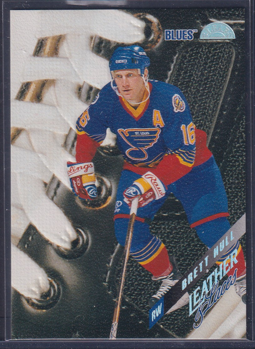 BRETT HULL - 1996 Donruss Leaf Leather and Laces #3, PROMO