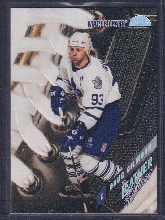 DOUG GILMOUR - 1996 Donruss Leaf Leather and Laces PROMO #14
