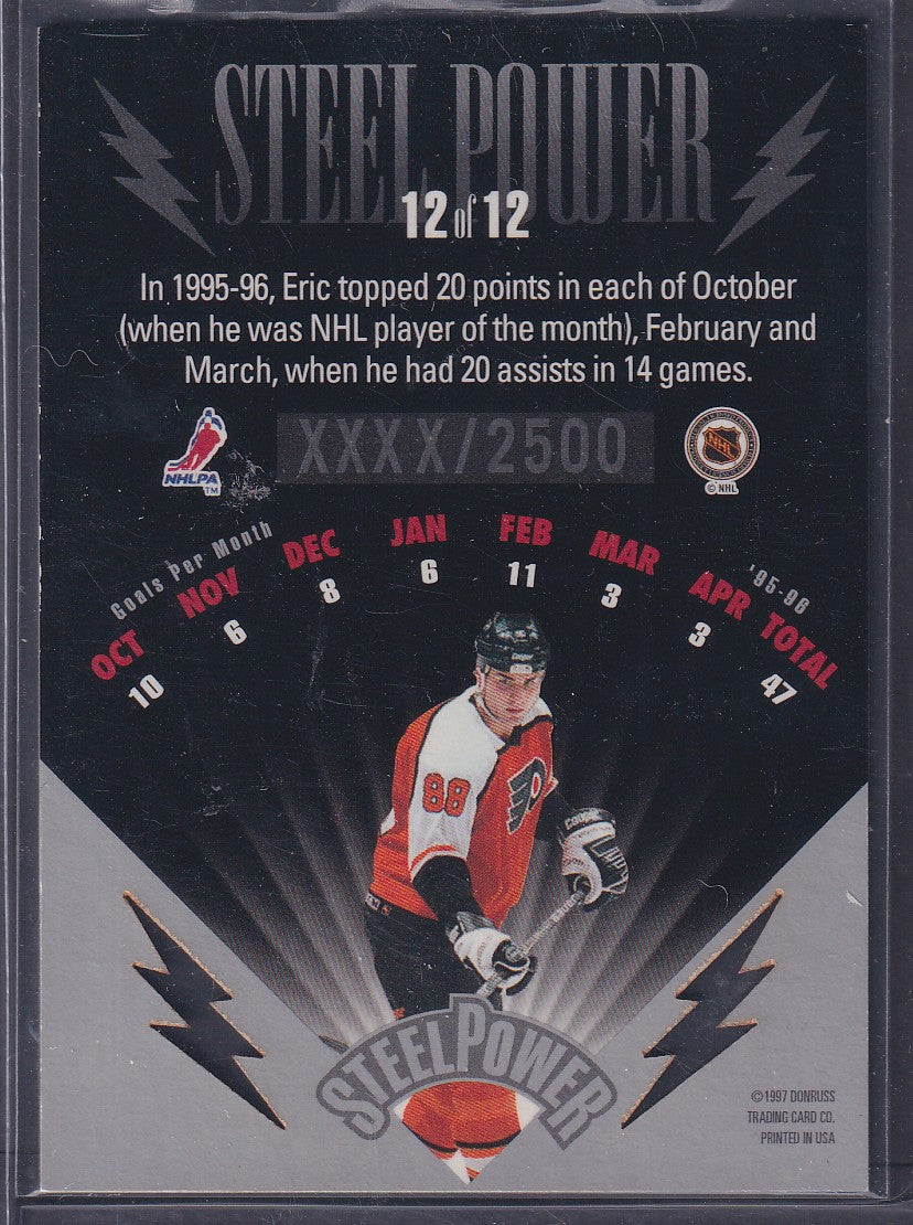 ERIC LINDROS - 1996 Donruss Steel Power Die Cut #12, xxxx/2500