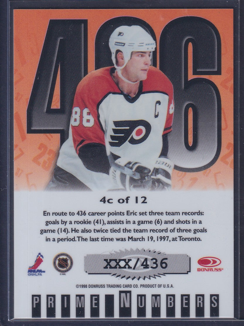 ERIC LINDROS - 1997 Donruss Elite Prime Numbers #4c, xxx/436