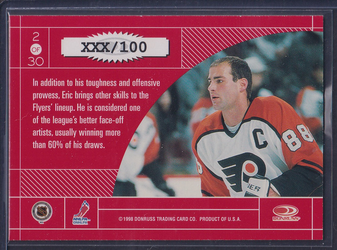 ERIC LINDROS - 1997 Donruss Elite Master Craftsmen #2, xxx/100