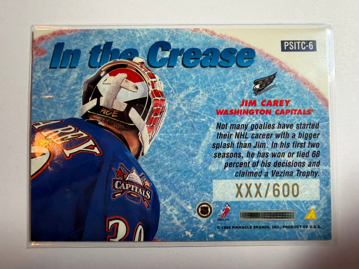 JIM CAREY - 1996 Pinnacle Summit In the Crease #PSITC-6, xxx/600