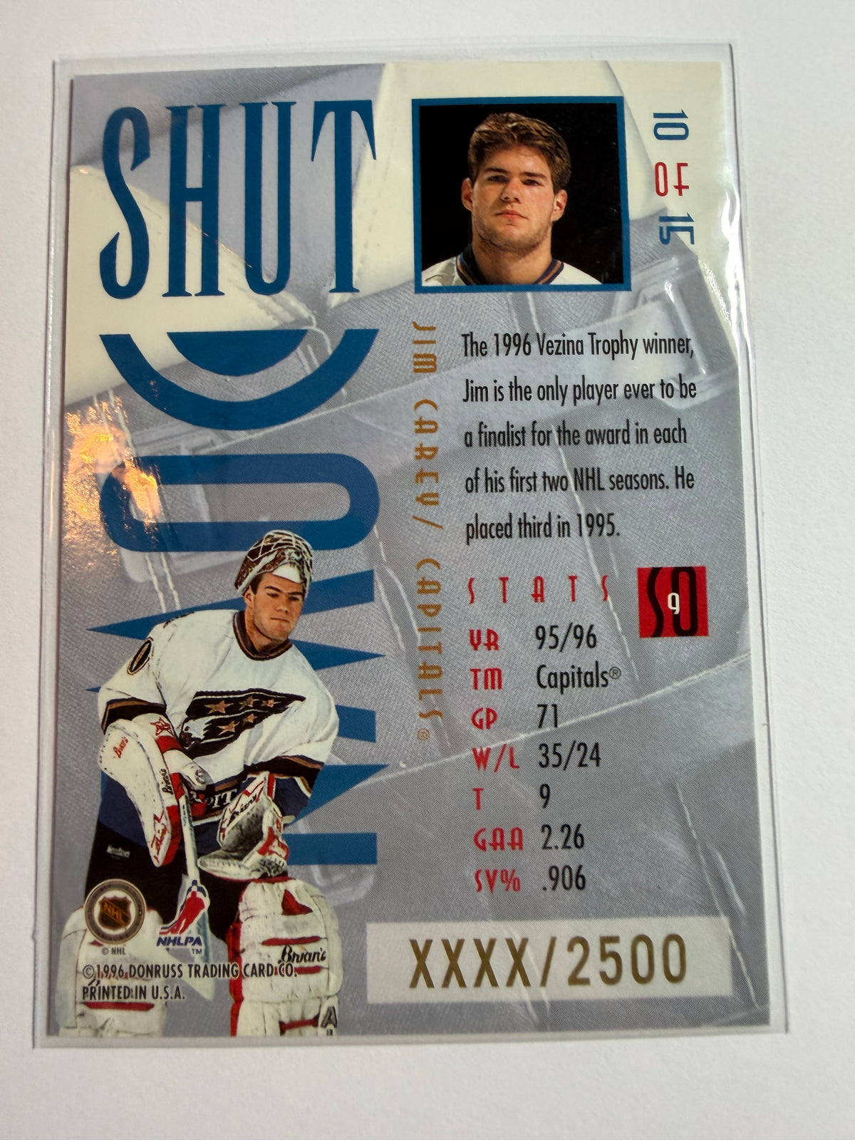 JIM CAREY - 1996 Donruss Leaf Sweaters #10, xxxx/2500