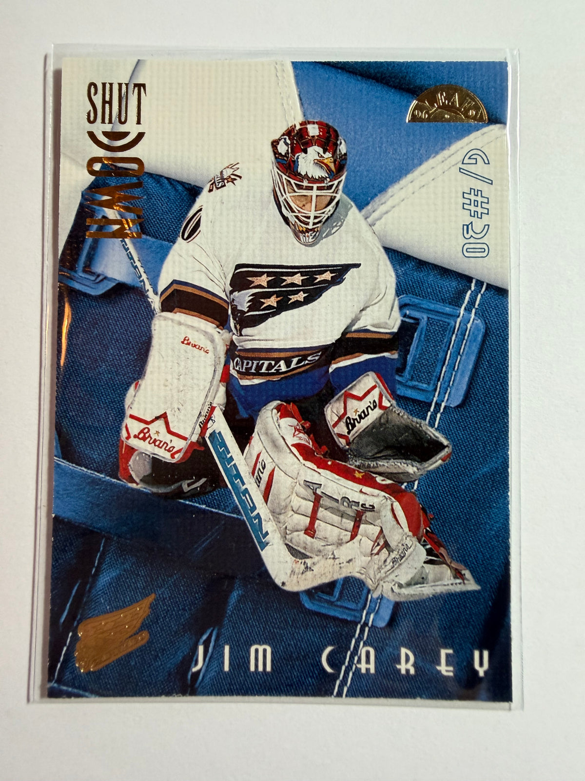 JIM CAREY - 1996 Donruss Leaf Sweaters #10, xxxx/2500