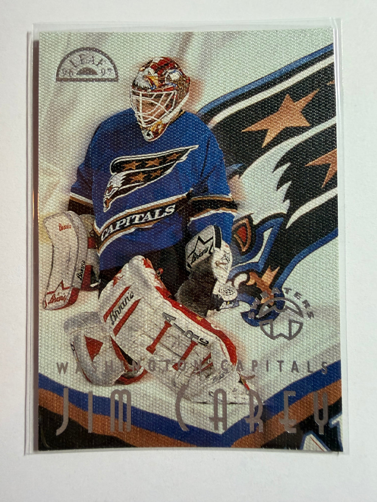 JIM CAREY - 1996 Donruss Leaf Sweaters #9, xxxx/1000