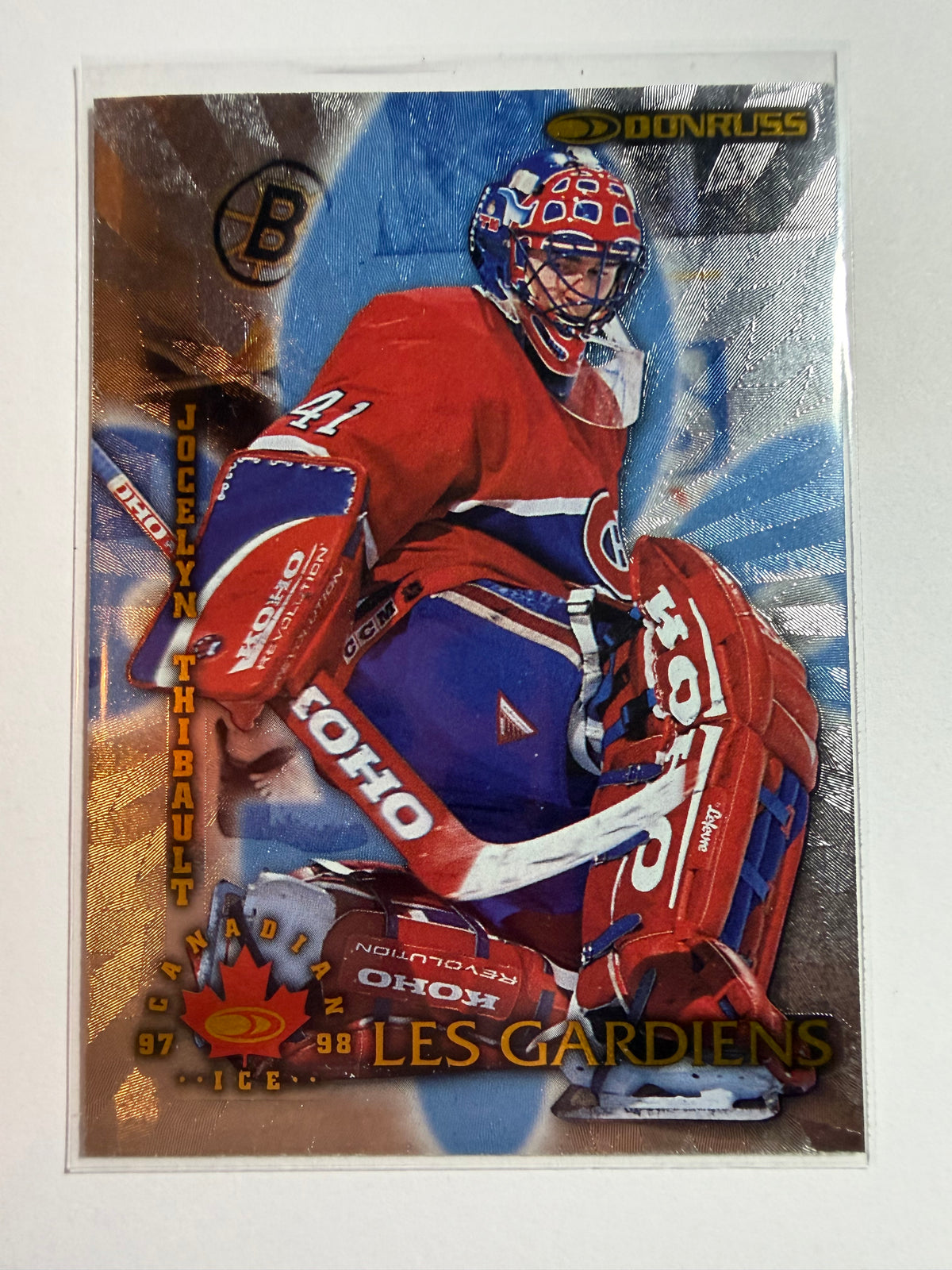 JOCELYN THIBAULT - 1997 Donruss Canadian Ice Les Gardiens #7, xxxx/1500