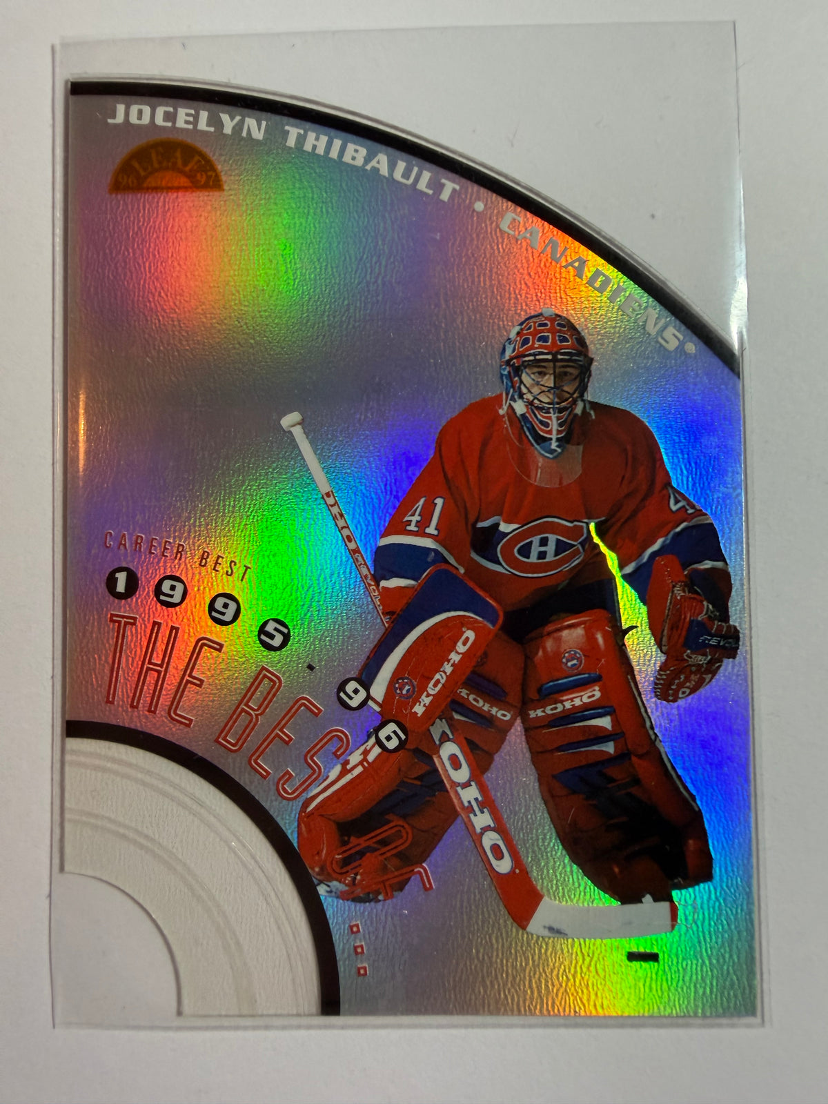 JOCELYN THIBAULT - 1996 Donruss Leaf The Best Of Die Cut #9, xxxx/1500