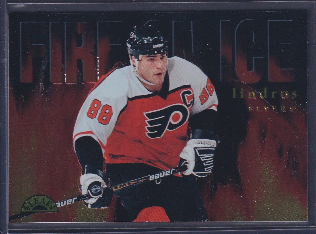 ERIC LINDROS - 1997 Donruss Leaf Fire on Ice #8, xxxx/2500