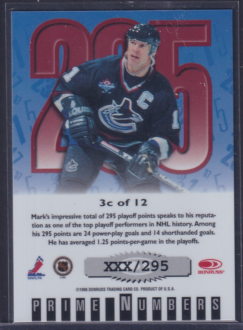 MARK MESSIER - 1997 Donruss Elite Prime Numbers #3c, xxx/295