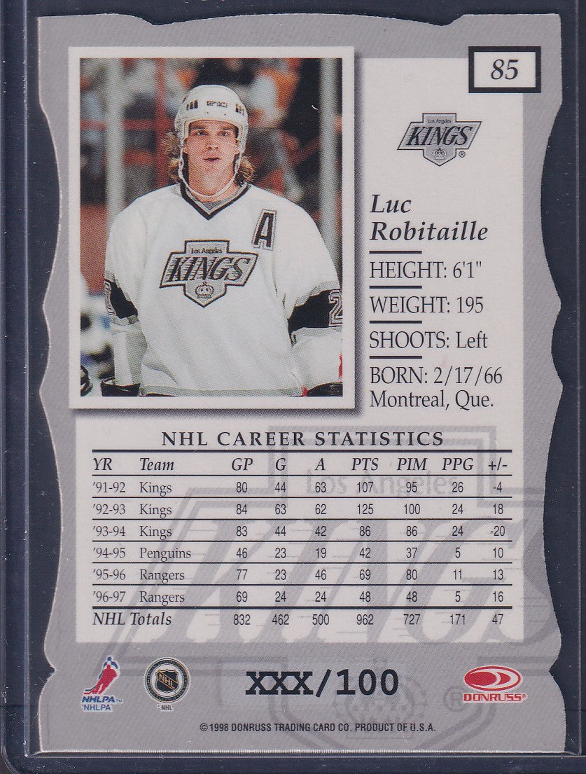 LUC ROBITAILLE - 1997 Donruss Elite Status Die Cut #85, xxx/750