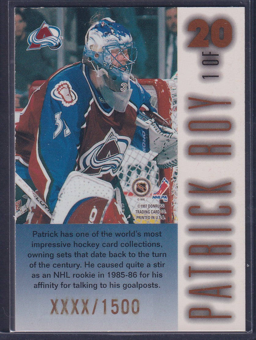 PATRICK ROY - 1996 Donruss Leaf Limited Stubble #1, xxxx/1500