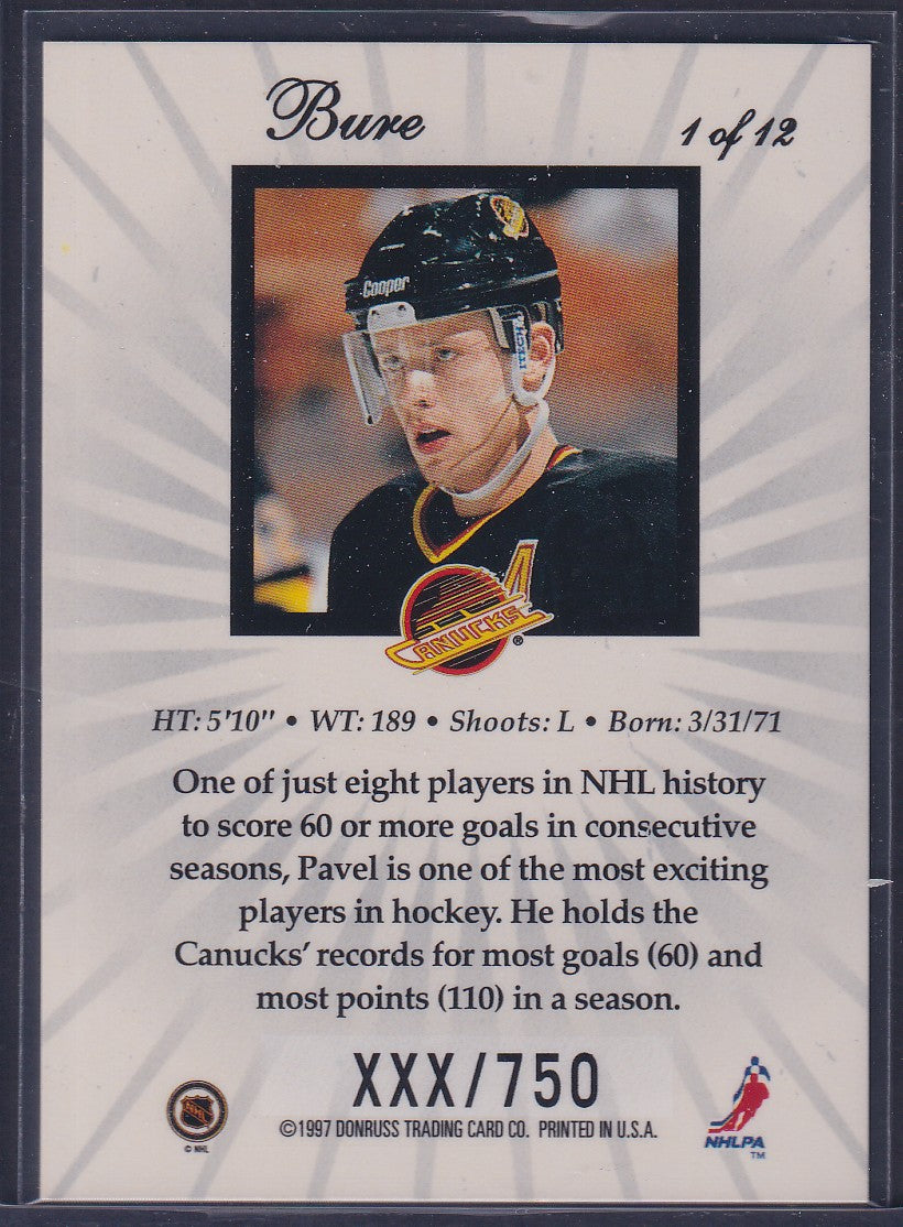 PAVEL BURE - 1997 Donruss Elite Status #1, xxx/750