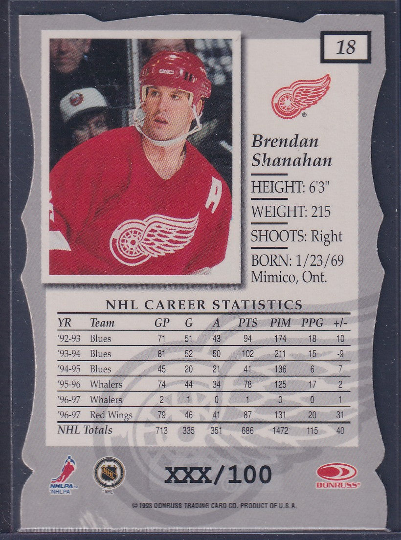 BRENDAN SHANAHAN - 1997 Donruss Elite Status Die Cut #18, xxx/100