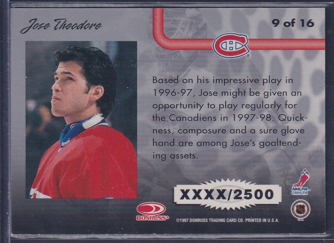 JOSE THEODORE - 1997 Donruss Leaf Pipe Dreams #9, xxxx/2500