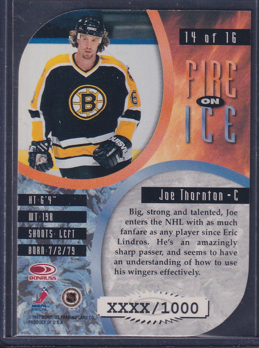 JOE THORNTON - 1997 Donruss Leaf Fire on Ice Die Cut #14, xxxx/1000
