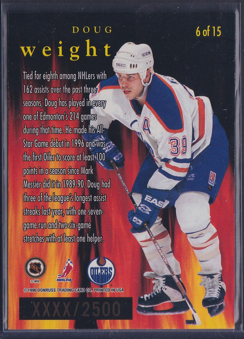 DOUG WEIGHT - 1996 Donruss Leaf Fire on Ice #6, xxxx/2500