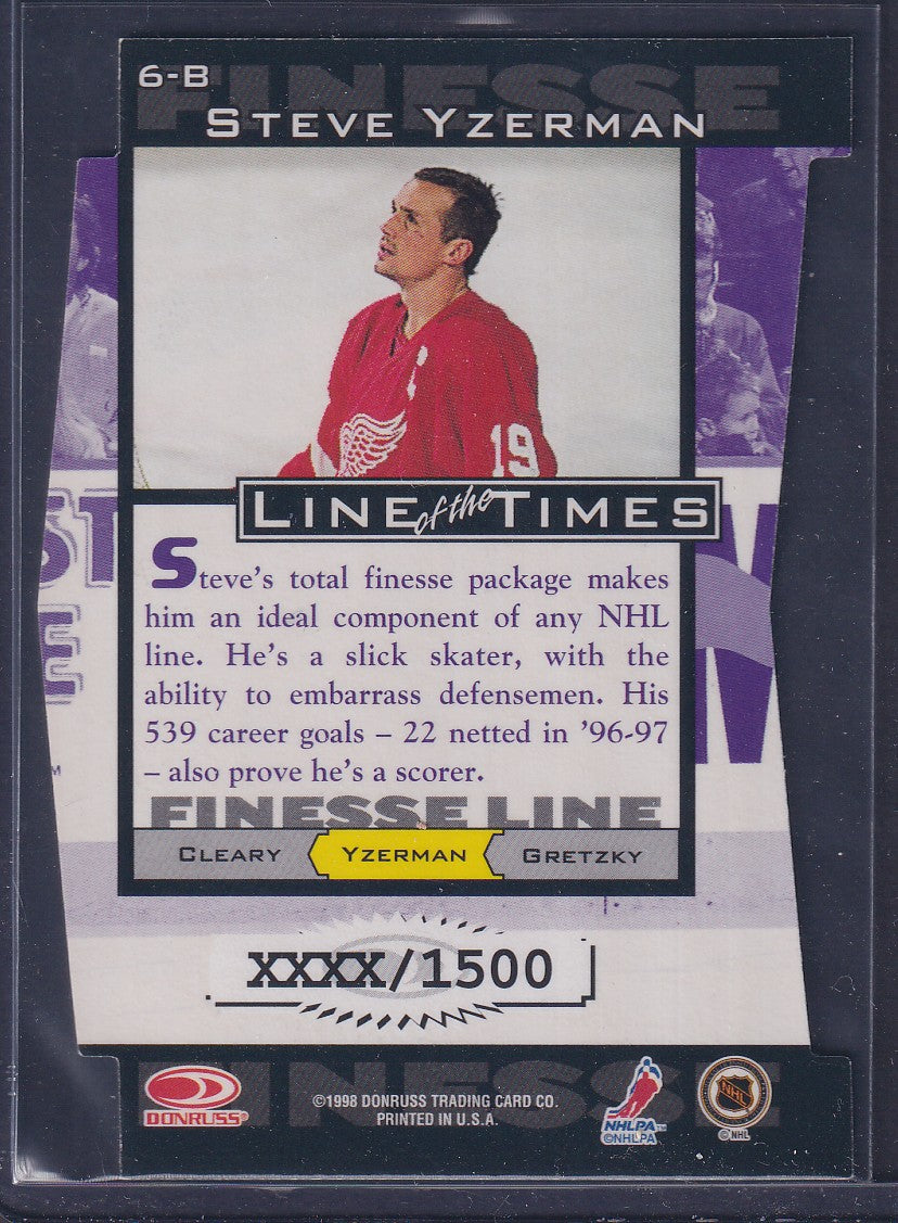 STEVE YZERMAN - 1997 Donruss Preferred Line of the Times Die Cut #6-B, xxxx/1500