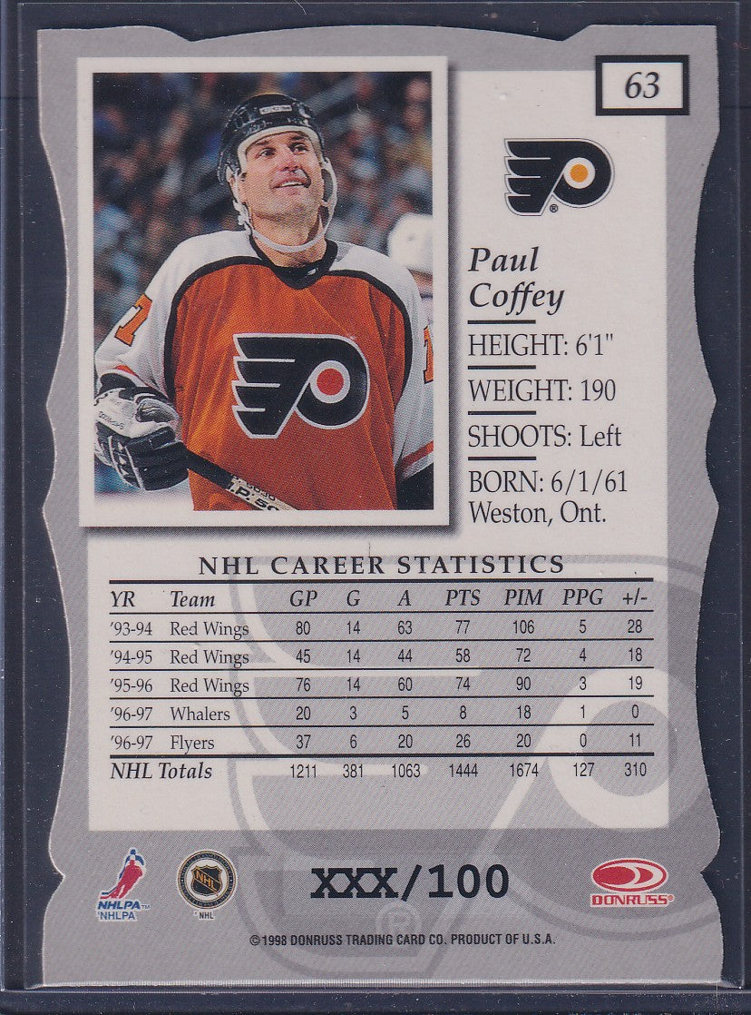 PAUL COFFEY - 1997 Donruss Elite Status Die Cut #63, xxx/100
