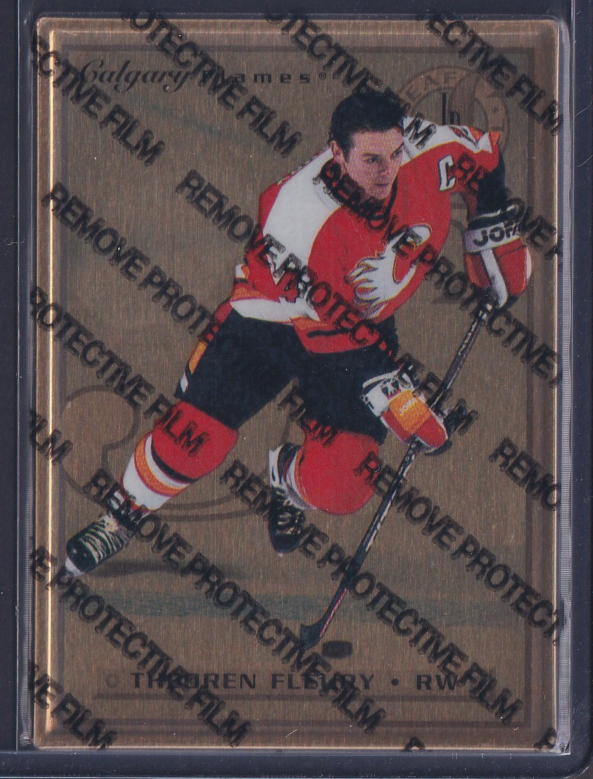 THEOREN FLEURY - 1996 Donruss Leaf Preferred Steel GOLD, w/ Coating #47