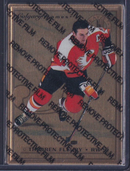 THEOREN FLEURY - 1996 Donruss Leaf Preferred Steel GOLD, w/ Coating #47