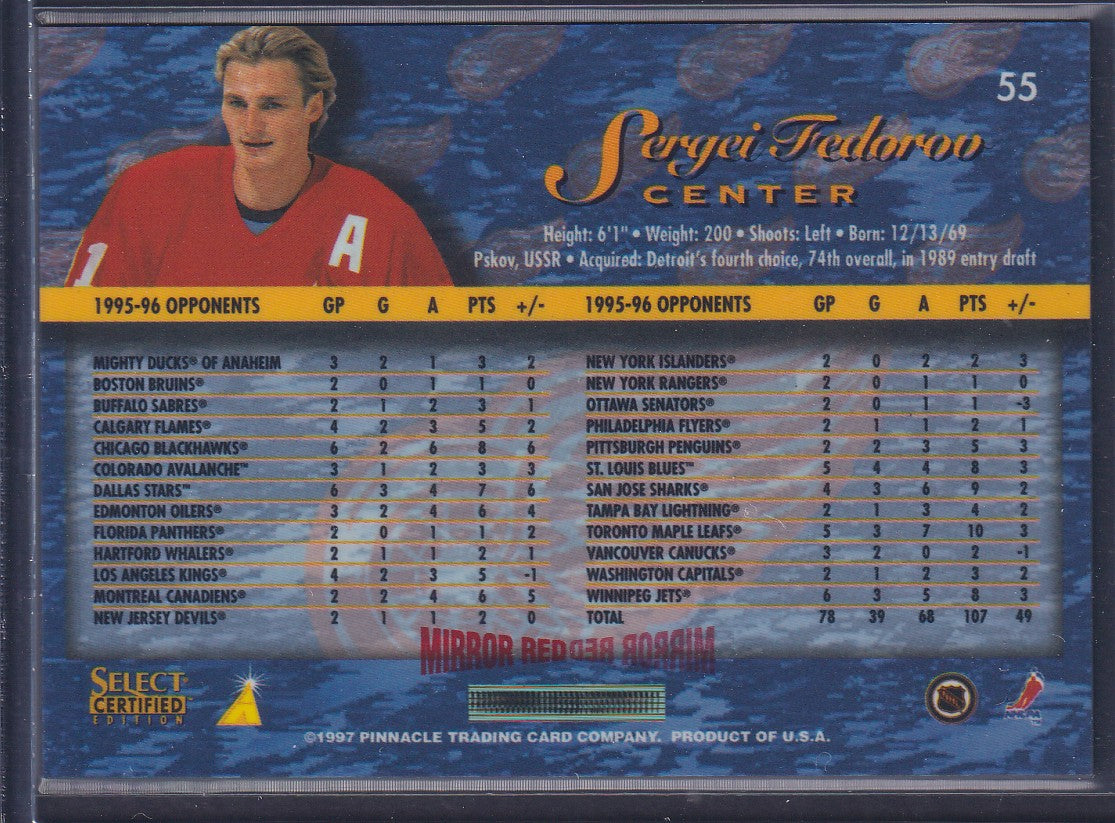 SERGEI FEDOROV - 1996 Pinnacle Select Certified Editions MIRROR RED #55
