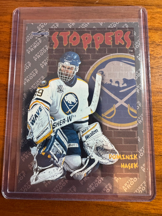 DOMINIK HASEK - 1995 Pinnacle Score Black Ice Artist's Proof Stoppers #325, SSP