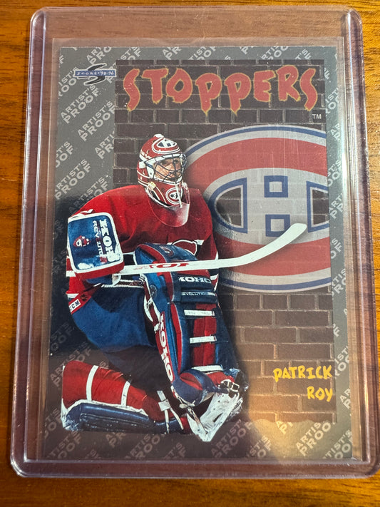 PATRICK ROY - 1995 Pinnacle Score Black Ice Artist's Proof Stoppers #324, SSP