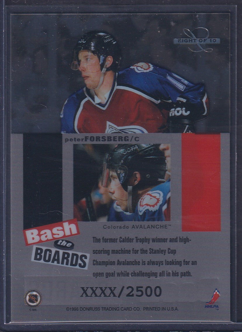 PETER FORSBERG - 1996 Donruss Leaf Limited Bash the Boards Clear Cut #8, xxxx/2500