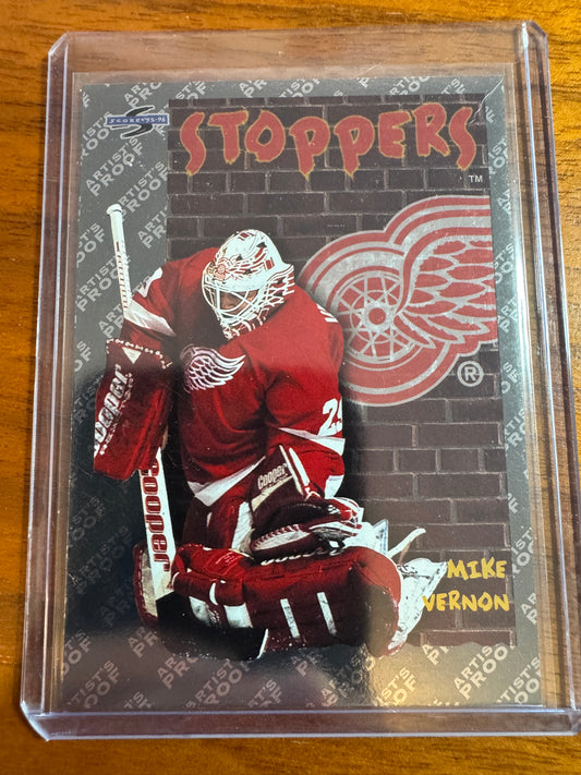 MIKE VERNON - 1995 Pinnacle Score Black Ice Artist's Proof Stoppers #319, SSP