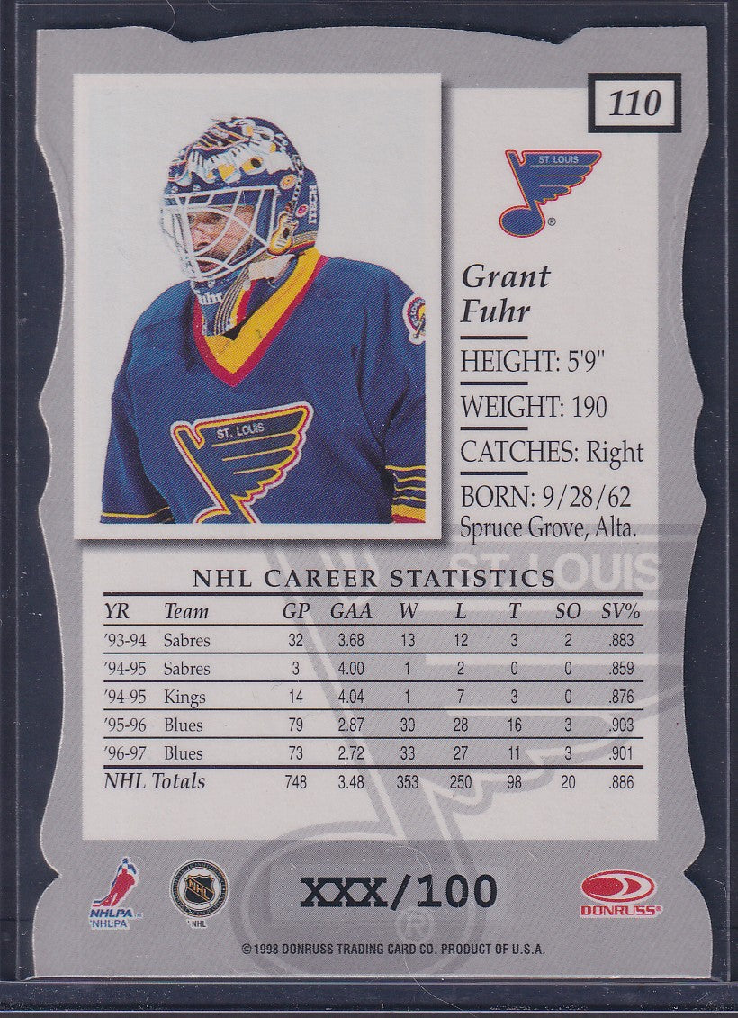 GRANT FUHR - 1997 Donruss Elite Status Die Cut #110, xxx/100