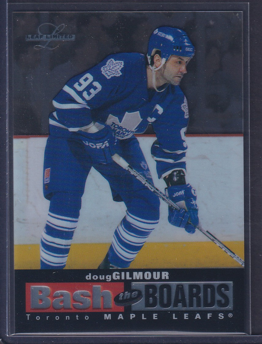 DOUG GILMOUR - 1996 Donruss Leaf Limited Bash the Boards Clear Cut #4, xxxx/2500