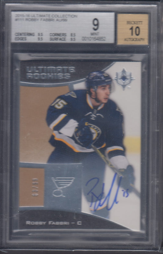 ROBBY FABBRI, 2015 Ultimate Collection Autograph #111, BGS 9/Auto 10