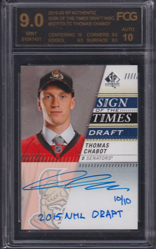 THOMAS CHABOT - 2019 SP Authentic Sign of the Times INSCRIBED, /10, FCG 9/10