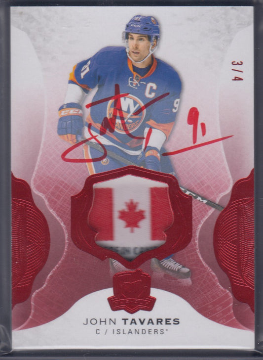 JOHN TAVARES, 2016 Upper Deck The Cup Auto Flag Laundry Patch #63, /4