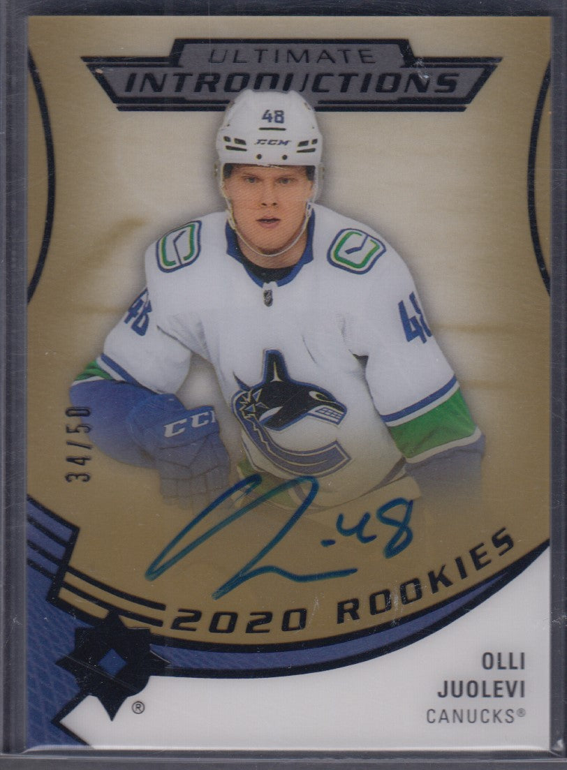 OLLI JUOLEVI, 2020 Upper Deck Ultimate Introductions Rookies Auto #UI-56, /50