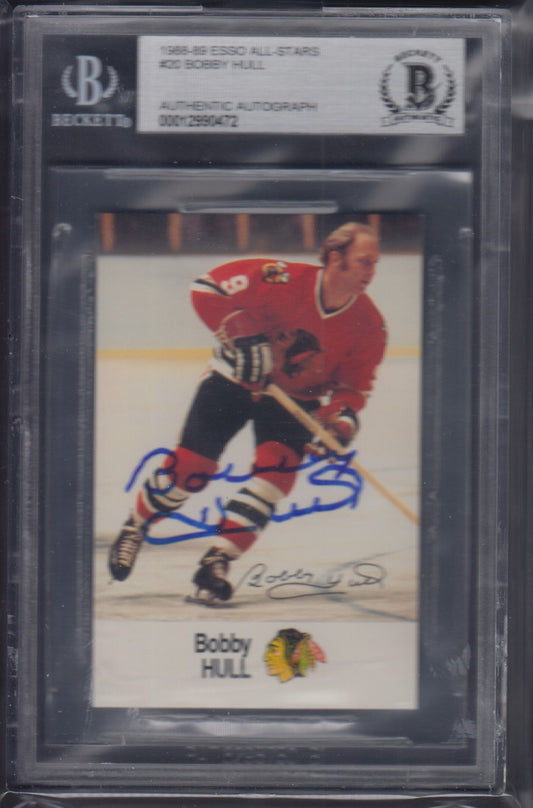 BOBBY HULL, 1988 Esso All-Stars #20 AUTO Beckett Authentic