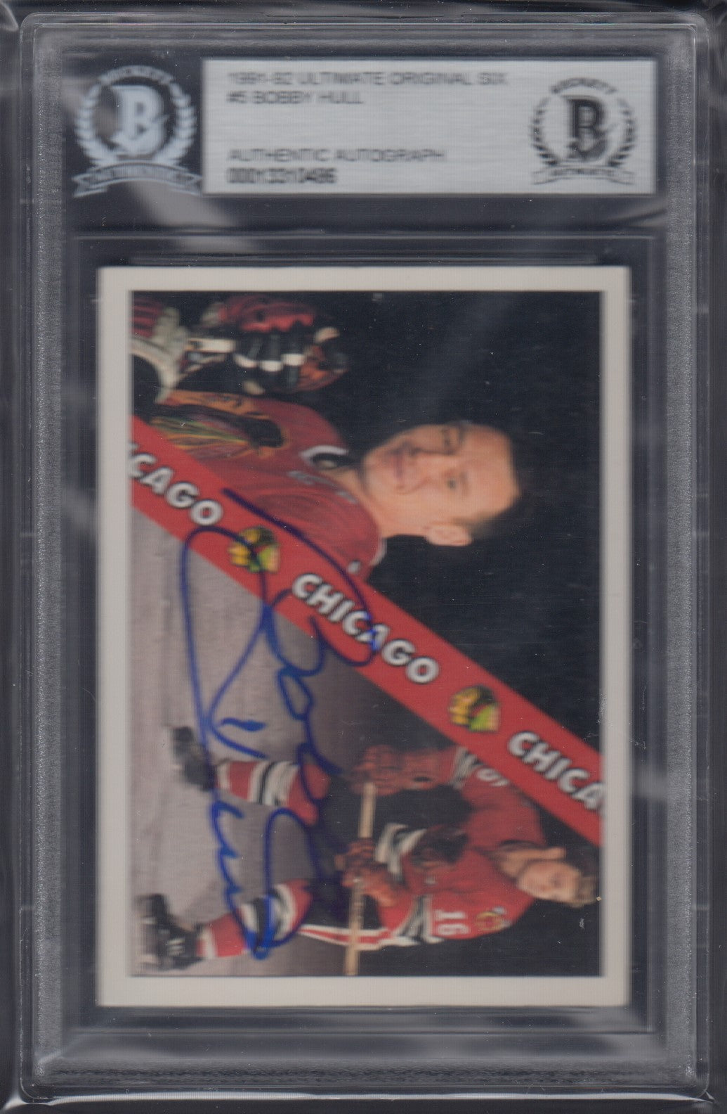 BOBBY HULL, 1991 Ultimate Original Six #5 AUTO Beckett Authentic