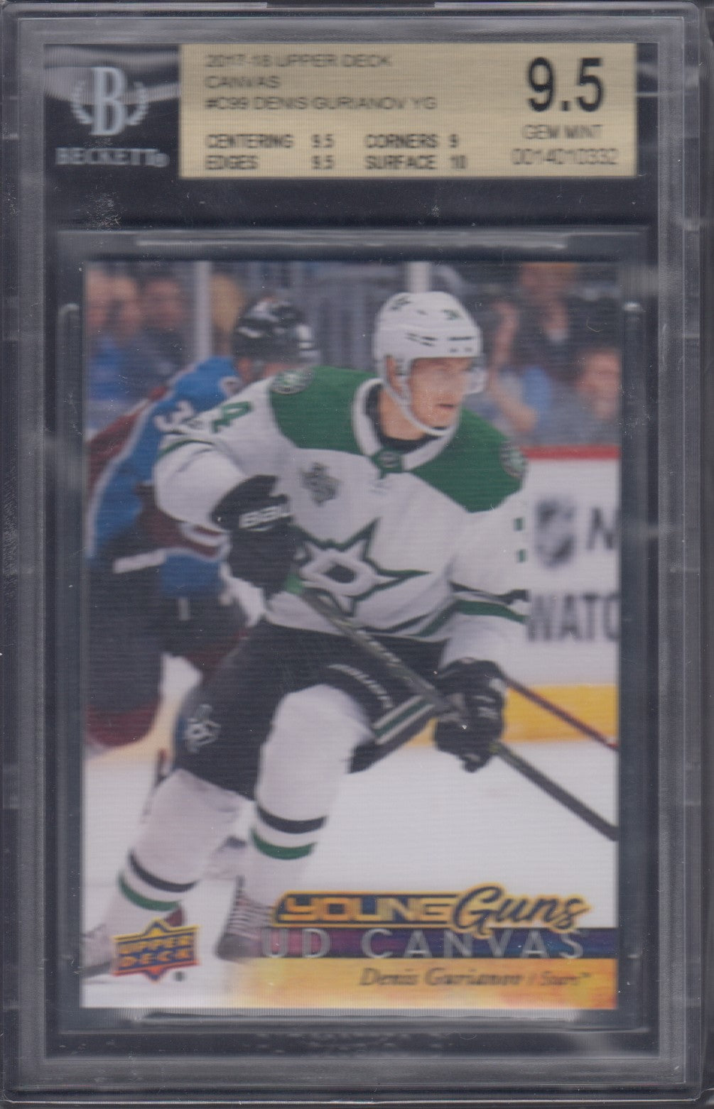 DENIS GURIANOV, 2017 Upper Deck Young Guns Canvas #C99, BGS 9.5