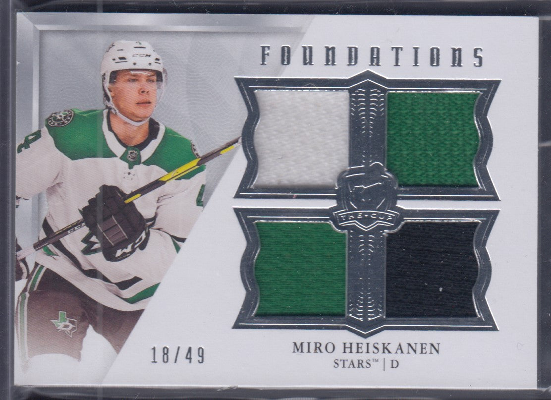 MIRO HEISKANEN, 2019 Upper Deck The Cup Foundations Quad Patch #F-MH, /49