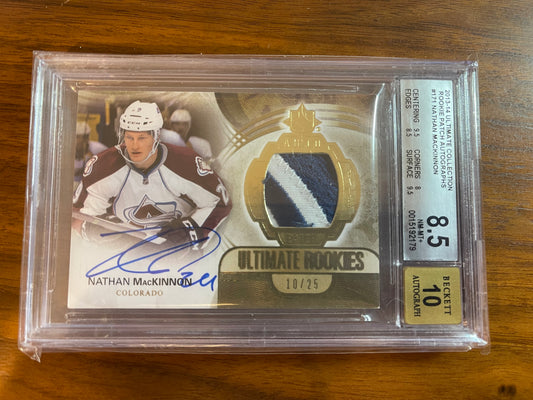 NATHAN MACKINNON - 2013 Ultimate Rookies Auto Patch GOLD #171, /25 BGS 8.5/10