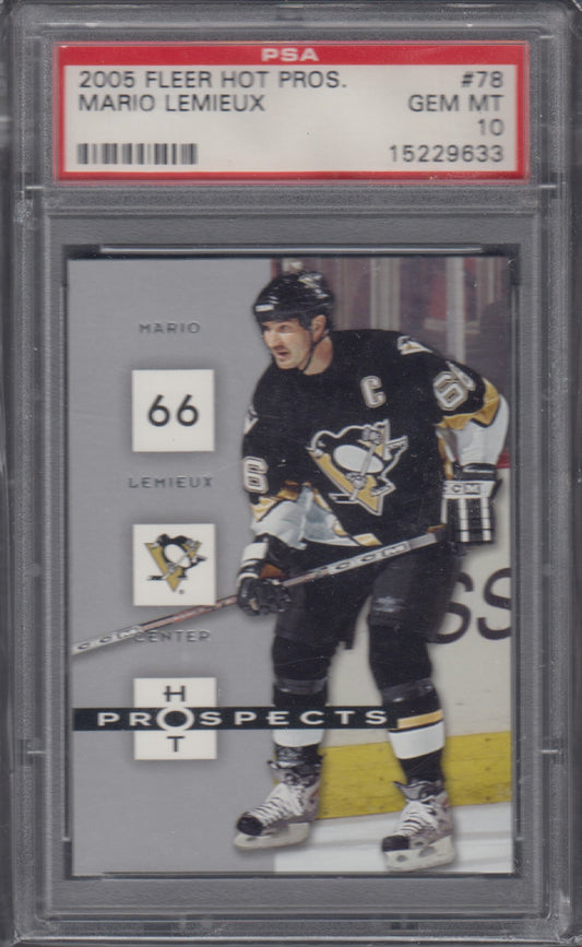 MARIO LEMIEUX, 2005 Fleer Hot Prospects #78, PSA 10