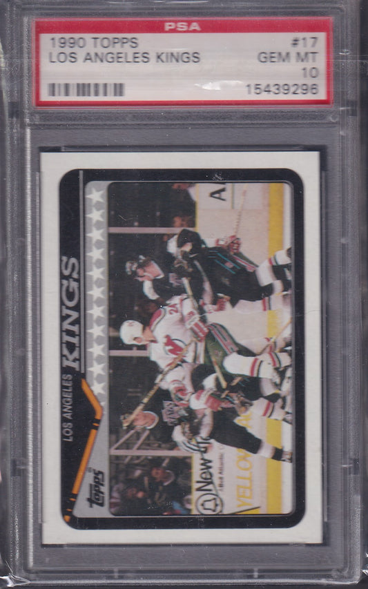 LOS ANGELES KINGS, 1990 Topps #17, PSA 10